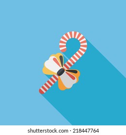 Christmas candy cane flat icon with long shadow,eps10