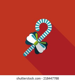 Christmas candy cane flat icon with long shadow,eps10
