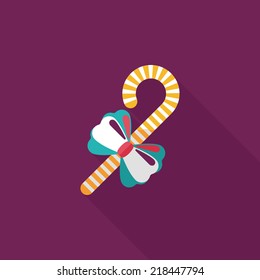 Christmas candy cane flat icon with long shadow,eps10
