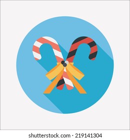 Christmas candy cane flat icon with long shadow,eps10