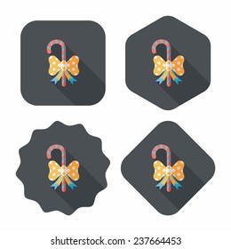 Christmas candy cane flat icon with long shadow,eps10
