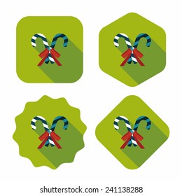 Christmas candy cane flat icon with long shadow,eps10