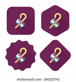 Christmas candy cane flat icon with long shadow,eps10