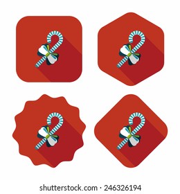Christmas candy cane flat icon with long shadow,eps10