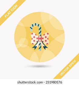 Christmas candy cane flat icon with long shadow,eps10