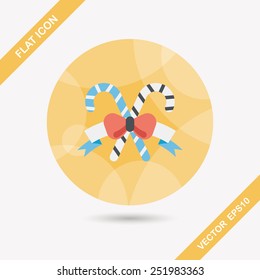 Christmas candy cane flat icon with long shadow,eps10