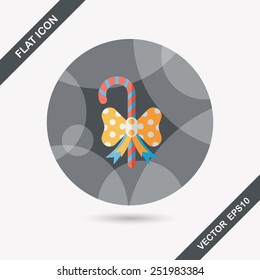 Christmas candy cane flat icon with long shadow,eps10