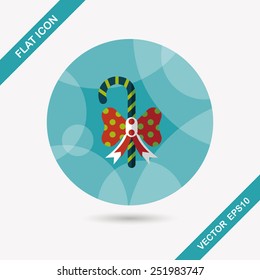 Christmas candy cane flat icon with long shadow,eps10