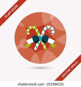Christmas candy cane flat icon with long shadow,eps10