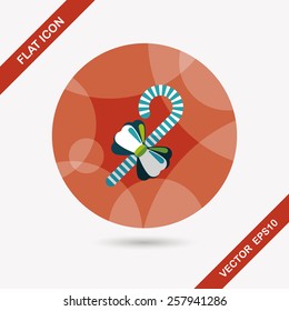 Christmas candy cane flat icon with long shadow,eps10