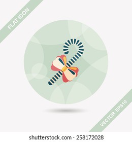 Christmas candy cane flat icon with long shadow,eps10
