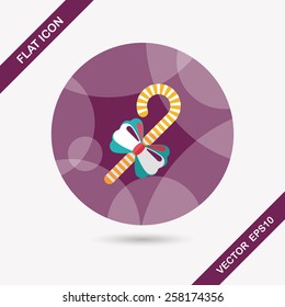 Christmas candy cane flat icon with long shadow,eps10