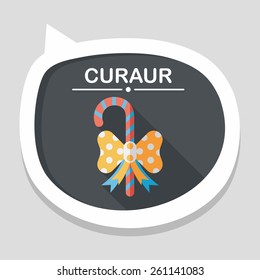 Christmas candy cane flat icon with long shadow,eps10