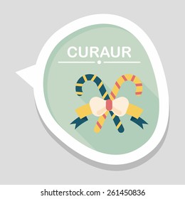 Christmas candy cane flat icon with long shadow,eps10Christmas candy cane flat icon with long shadow,eps10