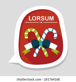 Christmas candy cane flat icon with long shadow,eps10