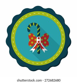 Christmas candy cane flat icon with long shadow,eps10