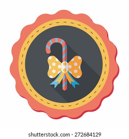 Christmas candy cane flat icon with long shadow,eps10