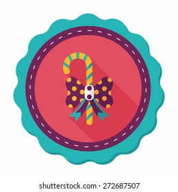 Christmas candy cane flat icon with long shadow,eps10