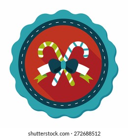 Christmas candy cane flat icon with long shadow,eps10