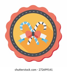 Christmas candy cane flat icon with long shadow,eps10