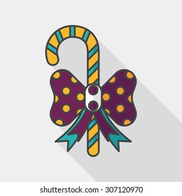 Christmas candy cane flat icon with long shadow,eps10