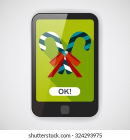 Christmas candy cane flat icon with long shadow,eps10