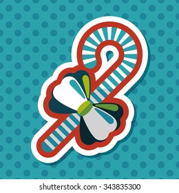 Christmas candy cane flat icon with long shadow,eps10