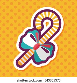 Christmas candy cane flat icon with long shadow,eps10