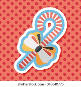 Christmas candy cane flat icon with long shadow,eps10