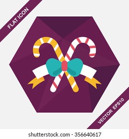 Christmas candy cane flat icon with long shadow,eps10