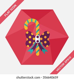 Christmas candy cane flat icon with long shadow,eps10