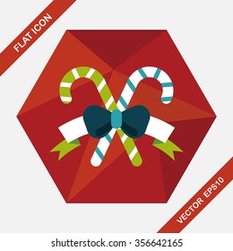 Christmas candy cane flat icon with long shadow,eps10