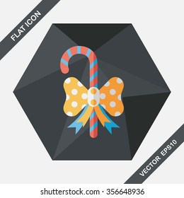 Christmas candy cane flat icon with long shadow,eps10