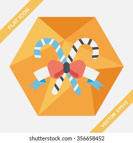 Christmas candy cane flat icon with long shadow,eps10