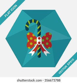 Christmas candy cane flat icon with long shadow,eps10