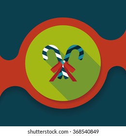 Christmas candy cane flat icon with long shadow,eps10