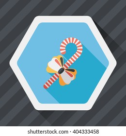 Christmas candy cane flat icon with long shadow,eps10