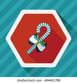Christmas candy cane flat icon with long shadow,eps10