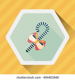 Christmas candy cane flat icon with long shadow,eps10