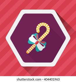 Christmas candy cane flat icon with long shadow,eps10