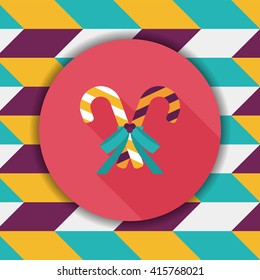 Christmas candy cane flat icon with long shadow,eps10