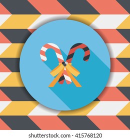 Christmas candy cane flat icon with long shadow,eps10