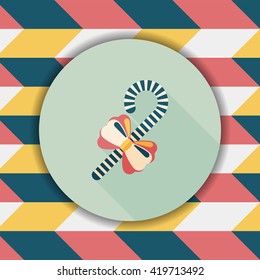 Christmas candy cane flat icon with long shadow,eps10