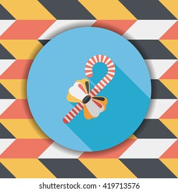 Christmas candy cane flat icon with long shadow,eps10
