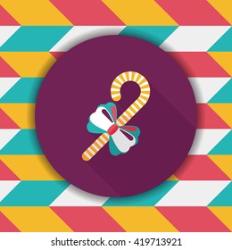 Christmas candy cane flat icon with long shadow,eps10