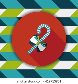 Christmas candy cane flat icon with long shadow,eps10