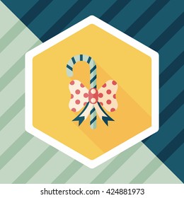 Christmas candy cane flat icon with long shadow,eps10