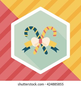 Christmas candy cane flat icon with long shadow,eps10Christmas candy cane flat icon with long shadow,eps10