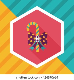 Christmas candy cane flat icon with long shadow,eps10