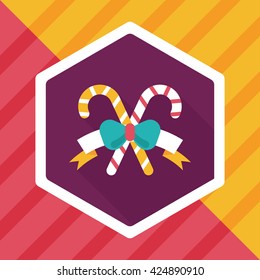 Christmas candy cane flat icon with long shadow,eps10